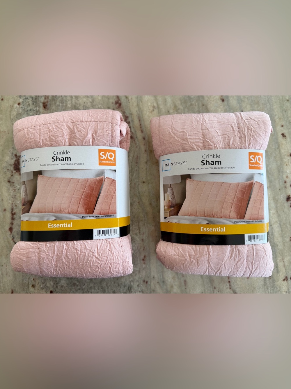 Mainstays Crinkle Sham Pair - Light Pink